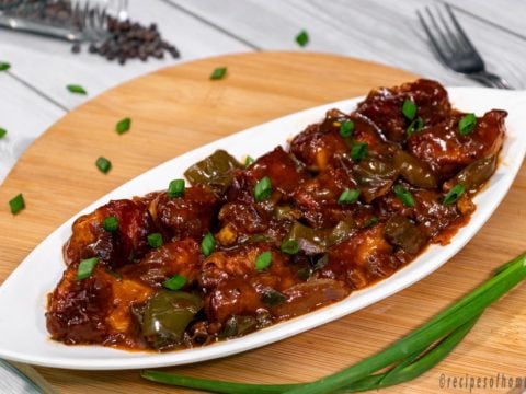 chilli-chicken-dry-place-on-white-plate