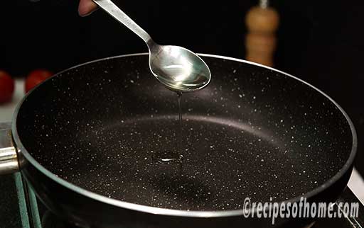 pour oil in pan