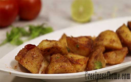 plate masala aloo on serving plate 