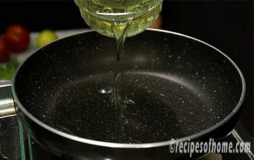 pour oil in a pan