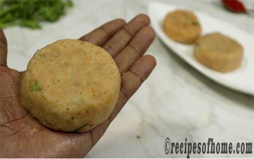 roll the aloo tikki on table to make proper shape