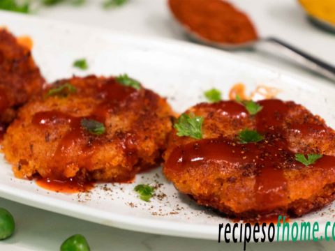 aloo tikki recipe on white plate