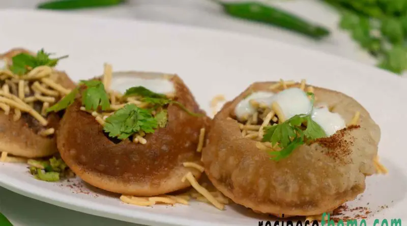 street style dahi batata puri or dahi puri recipe serve on white plate