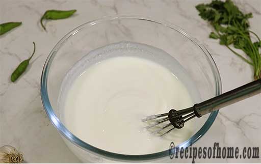 whisk dahi with pinch of salt,sugar