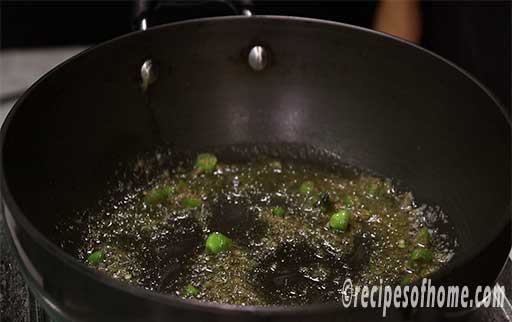 saute whole spices,ginger garlic paste and green chili