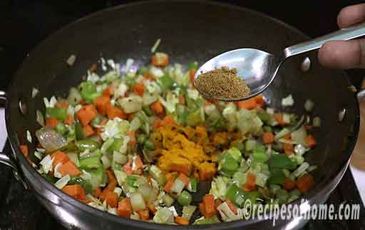 sprinkle half a tea spoons of turmeric powder and garam masala