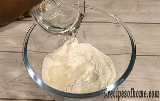 pour water in interval and knead the dough