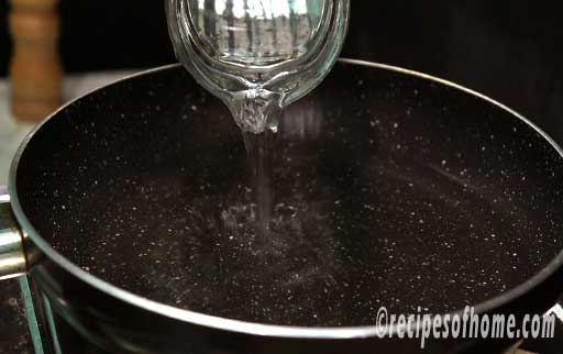 pour water in a pan