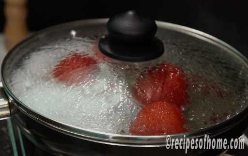 place the tomatoes in water to boil