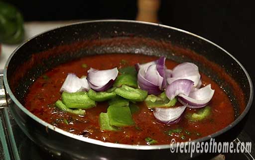 add cubed bell pepper and onion layer