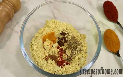 add turmeric powder,red chili powder,cumin powder,coriander powder,amchur powder