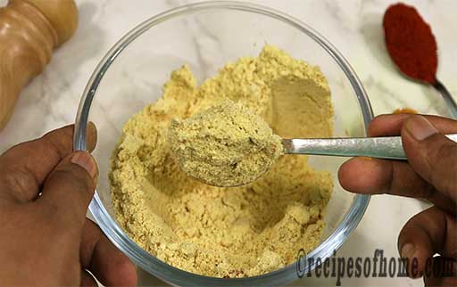 mix all the spices with moong dal powder