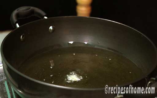 place small batter in hot oil