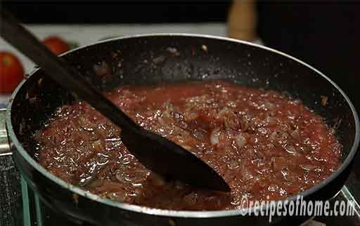 cook tomato puree for sometime until it gets thickens