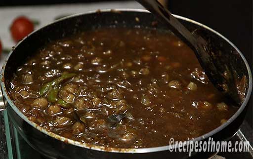 pour water and mix this chole with masala