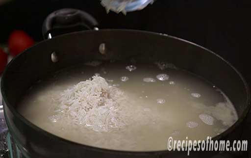 add soaked basmati rice in it