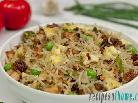 chicken fried rice recipe , restaurant style chicken fried rice