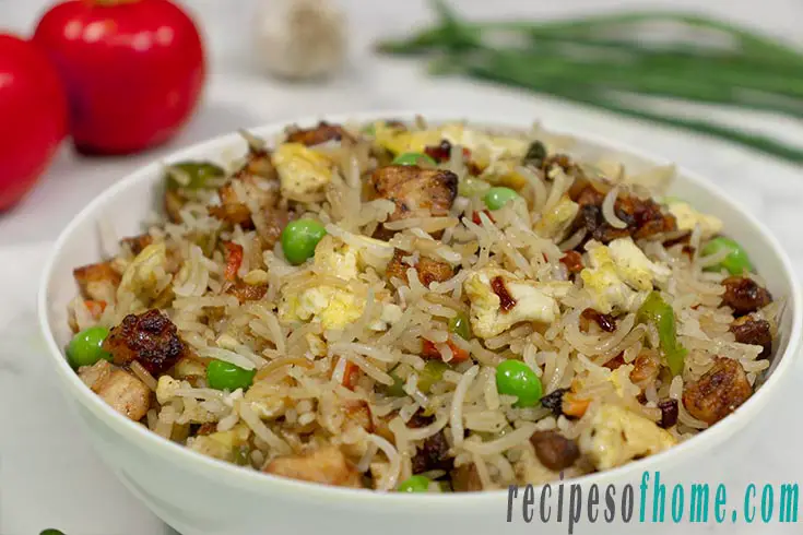 chicken fried rice recipe , restaurant style chicken fried rice 