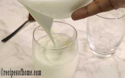 pour chilled milk in glass