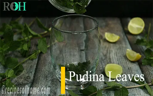 add fresh pudina leaves in glass