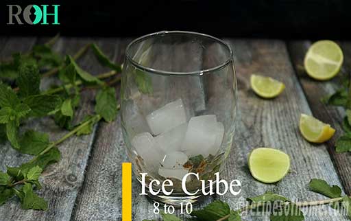 add ice cubes in glass