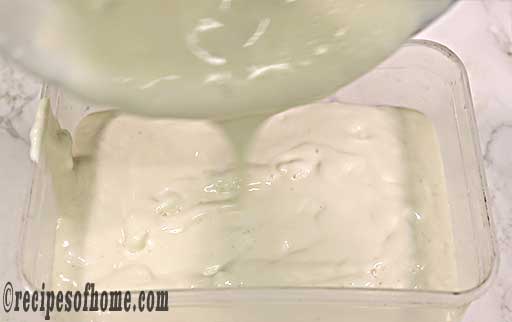 pour vanilla ice cream mixture in an air tight container
