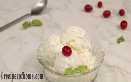 serve homemade vanilla ice cream with cherry