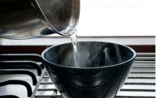 luke warm water in bowl
