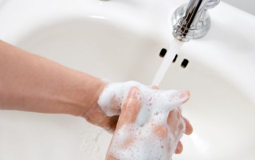 clean hands throughly with soap