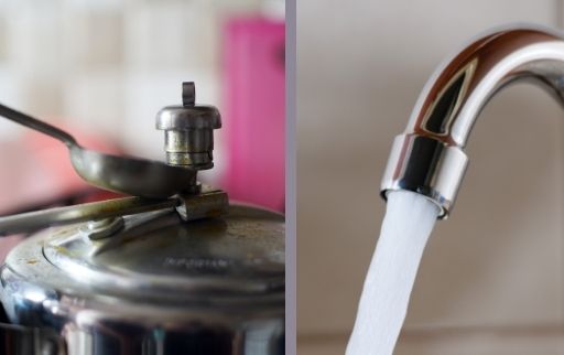 cold bath pressure cooker in a sink