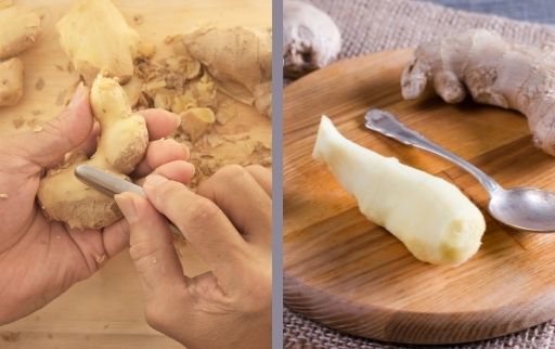 how to peel ginger with a spoon