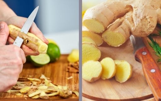 how to peel ginger with a knife