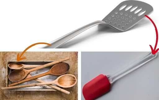 use silicon and wooden spatula