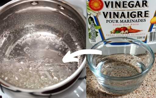 warm water and vinegar mixture