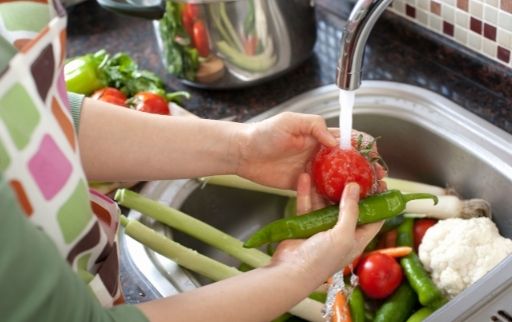 wash firm fruits and vegetables in running water