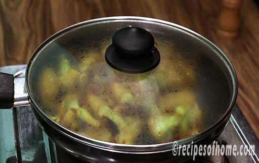 cover pan and cook cauliflower and potato