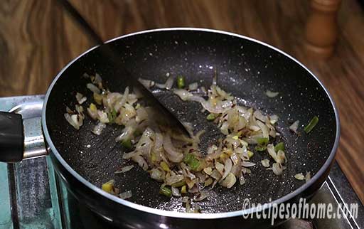 saute the chopped onion till golden brown