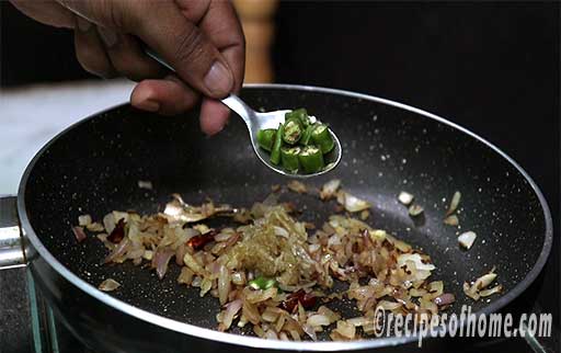 add ginger garlic paste and chopped green chili