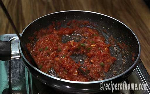 cook tomato onion puree for sometime