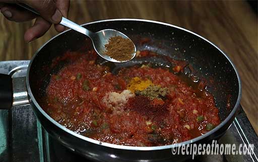 sprinkle turmeric powder, coriander powder , salt , garam masala powder