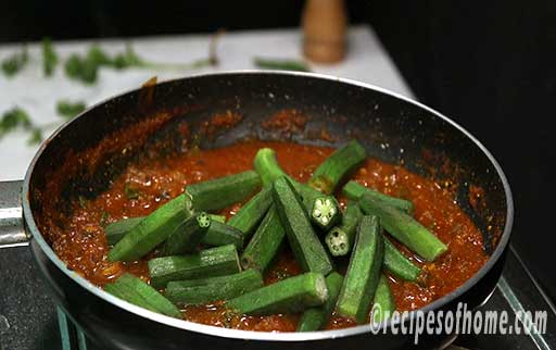 add fried bhindi in masala gravy