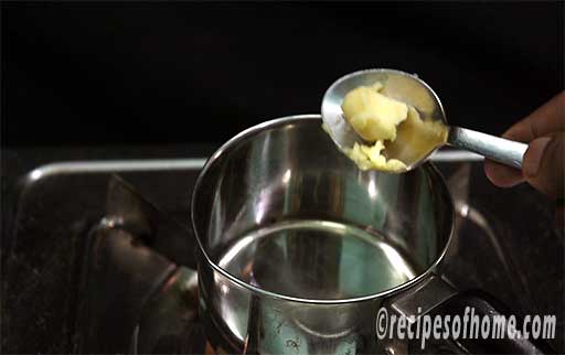 pour ghee in a tadka pan