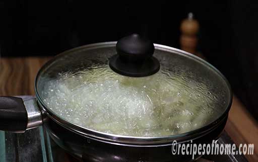 place the potatoes in hot water and blanch them