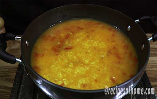 transfer cooked moong dal in kadai