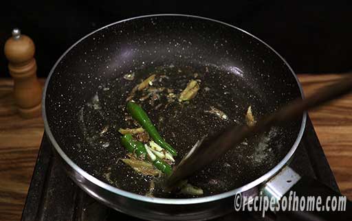 saute cumin seed , green chili , ginger garlic