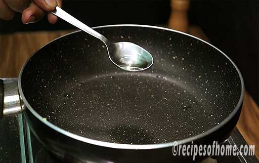 pour oil in a pan