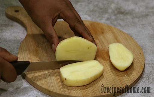 cut the potatoes into 1/2 inch size