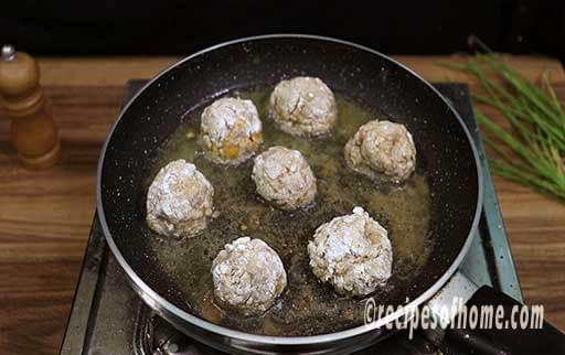 fry chicken manchurian ball in oil in medium high heat