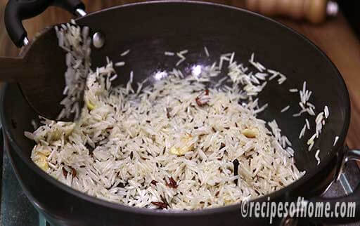 saute basmati rice in kadai