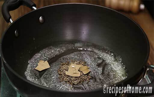 saute cumin seed and bay leaf